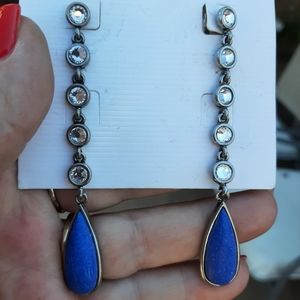 Blue lapis, Swarovski crystal earrings.